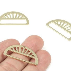 QTY (4) Half Moon Gold-tone Brass Charm for Jewelry Making NIP